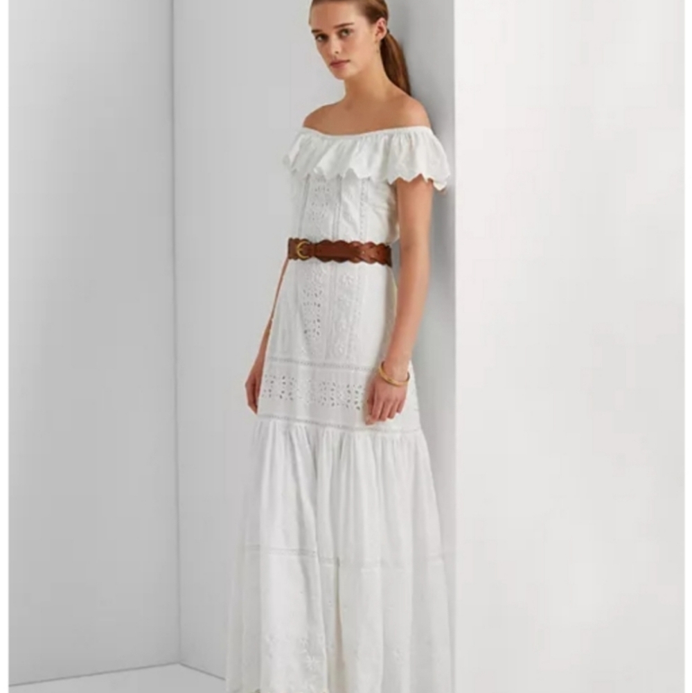 Lauren Ralph Lauren Eyelet Off-the-Shoulder Cotton Dress
